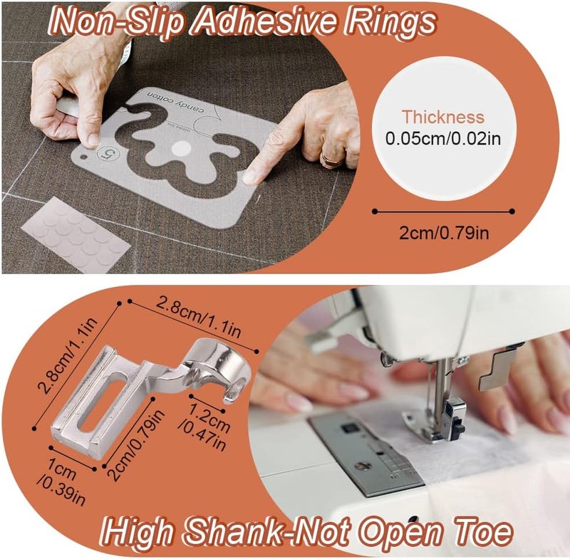 AUMACHEN 14 PCs Free Motion Quilting Template Set Includes 11 Quilting Templates 3mm, High Shank Ruler Foot, Non-Slip Grips, Free Motion Quilting Rulers and Templates for DIY Quilting on Sewing Machine - Image 3